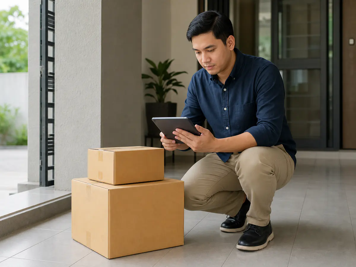 Penghantar mencatat nota akses asal pada tablet