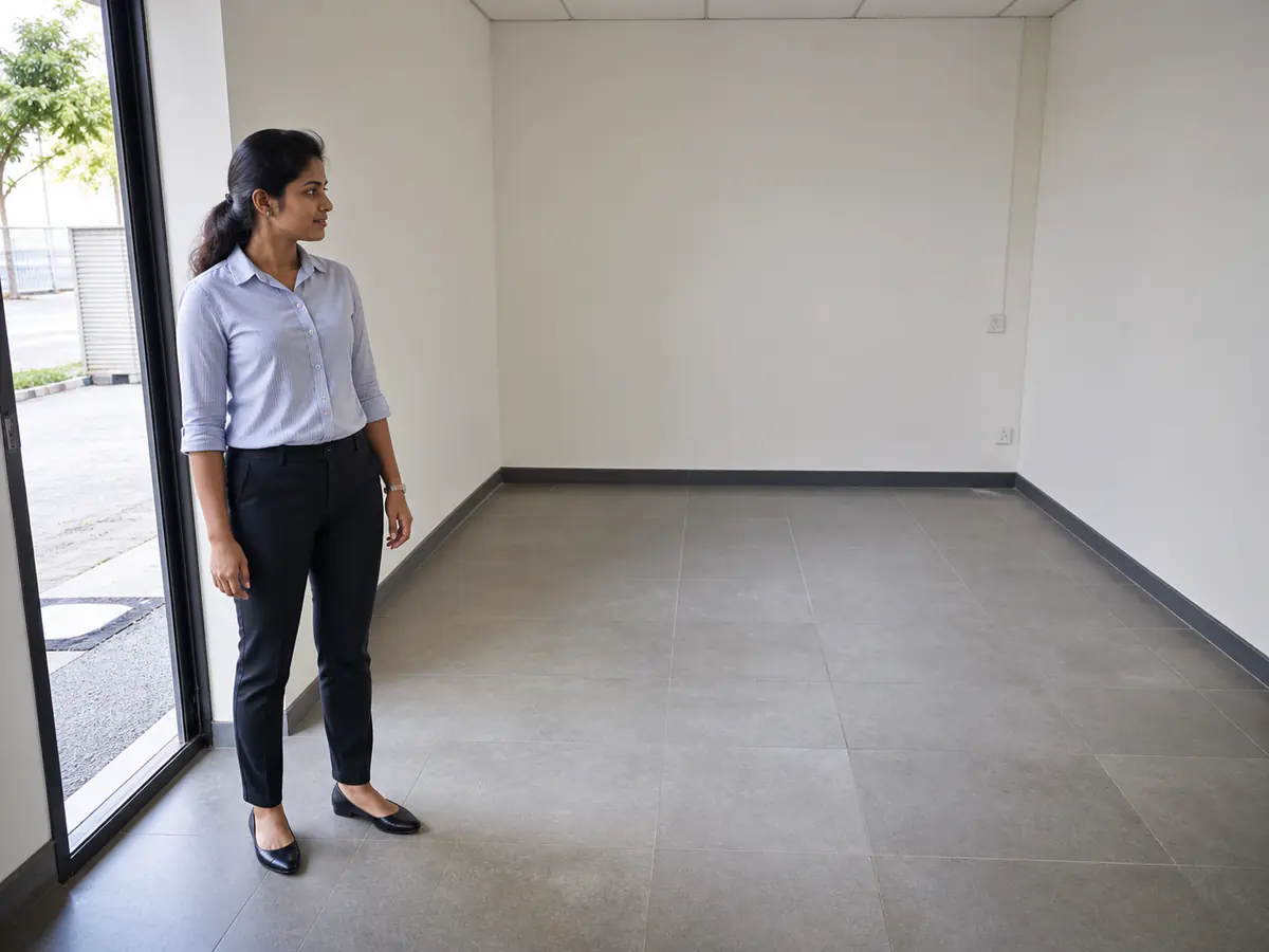 Penerima memeriksa ruang lantai kosong untuk serahan